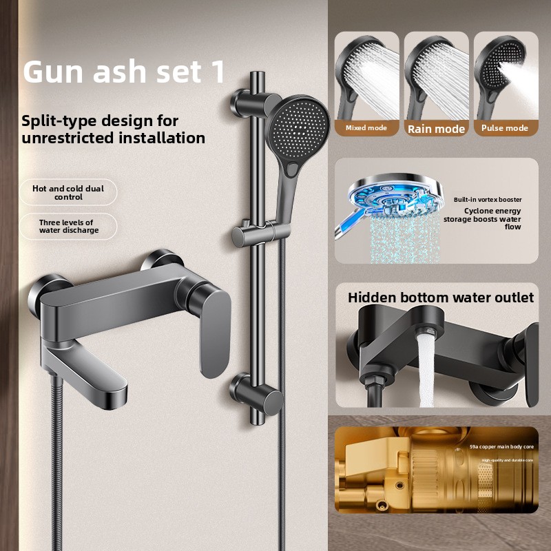 Plumbing - Tamamen Bakır Duş Bataryası Seti Üç