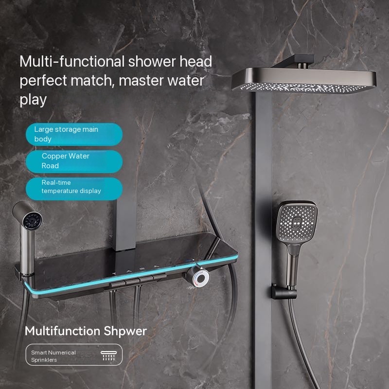 Plumbing - Gri Piyano Düğmeli Ortam Işıklı Banyo
