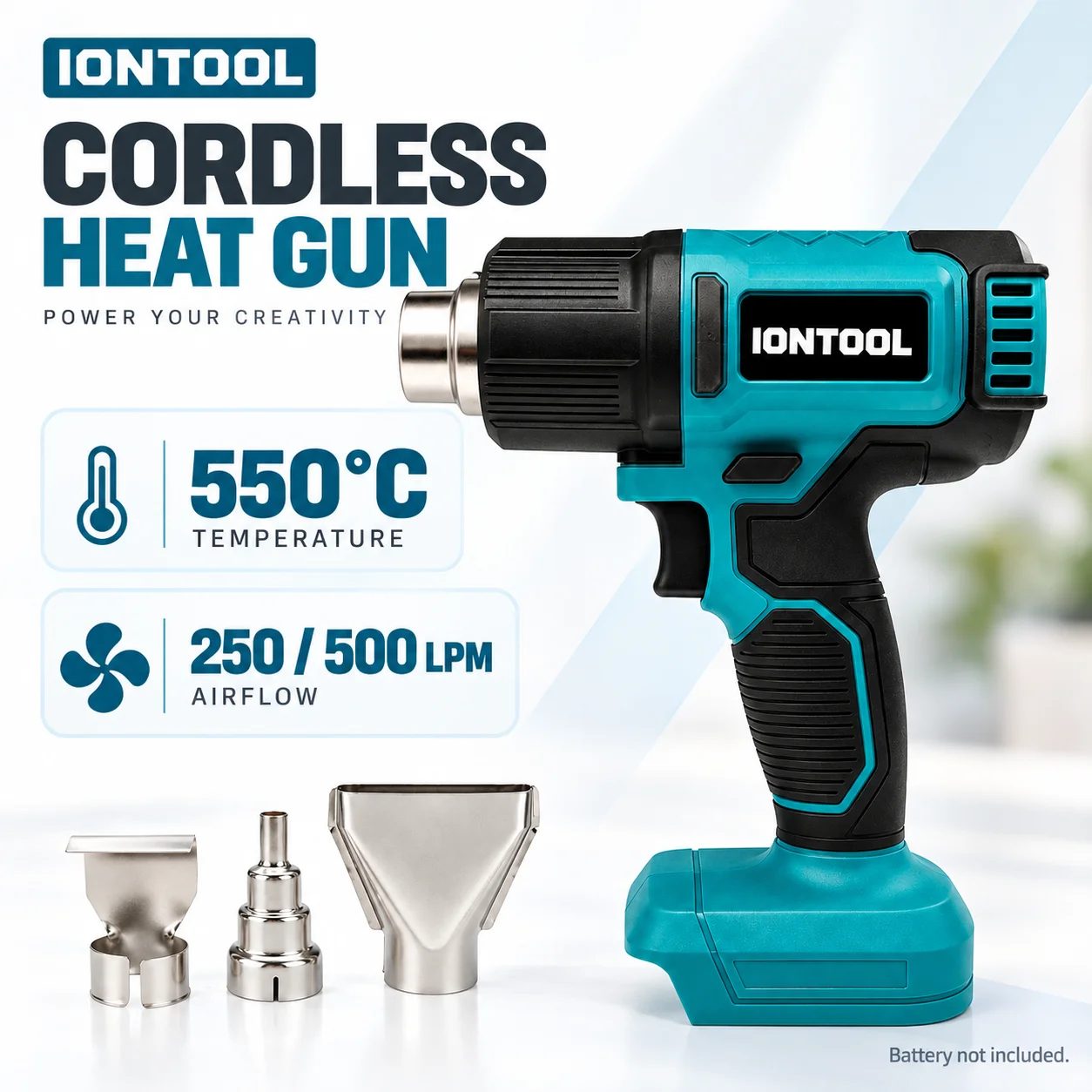 Cordless Heat Gun For Shrink Tubing - IONTOOL 550 ℃ Çift Hızlı, Kompakt,