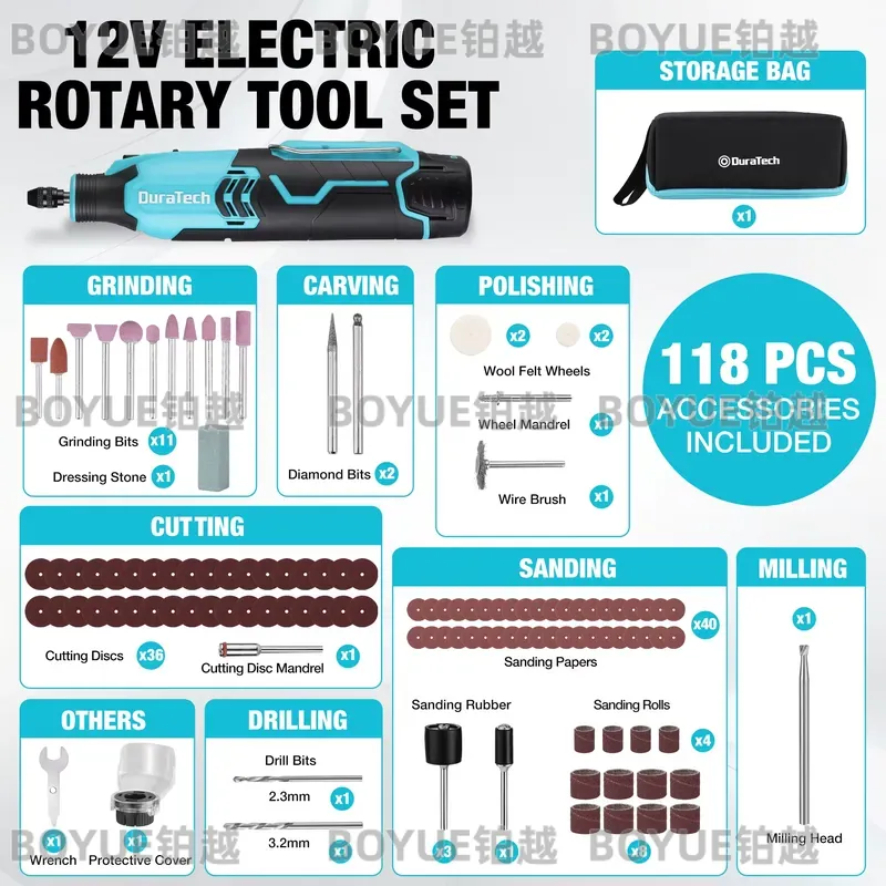 12V Kablosuz Döner Alet 5000-3 - Cordless Rotary Tool Kit Accessories incelemesi ve fiyatı
