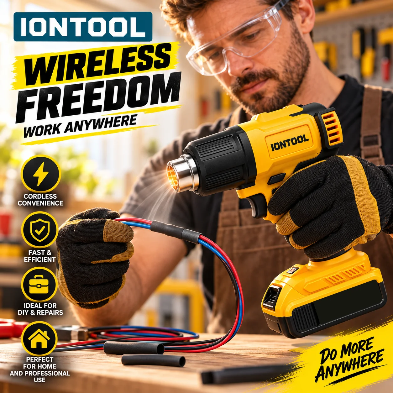 IONTOOL Sarı 550 ℃   Hızlı Isı - Cordless Heat Gun For Shrink Tubing incelemesi ve fiyatı